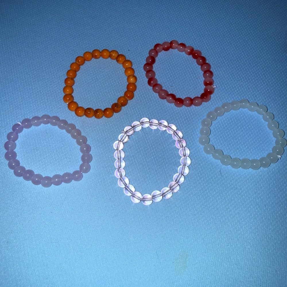 Beaded Bracelet Set Women OS NEW 5pc Colorful Stretch Elastic Round